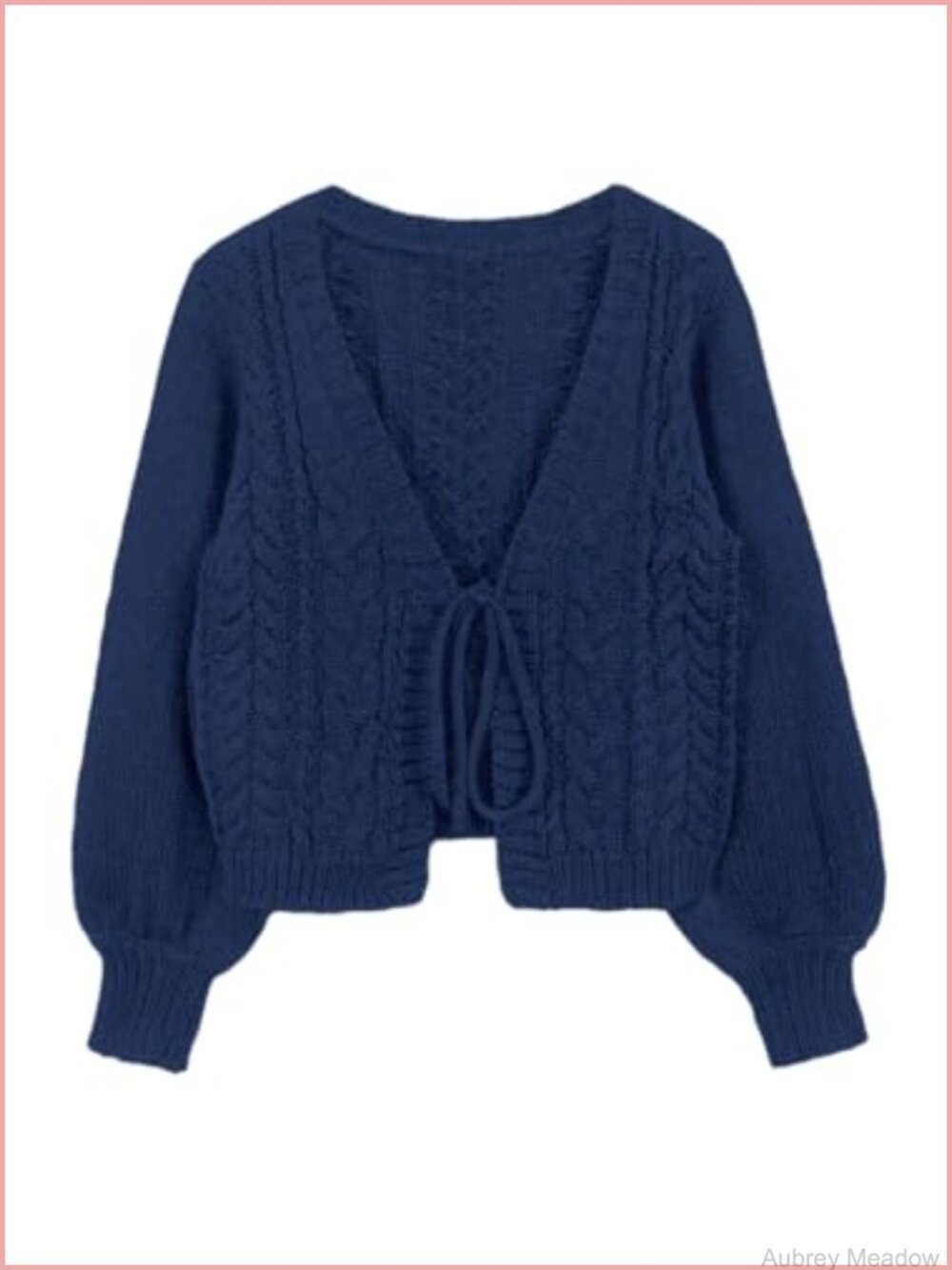 Women's Cable Knit Tie Front Bow Cropped Cardigan Sweater